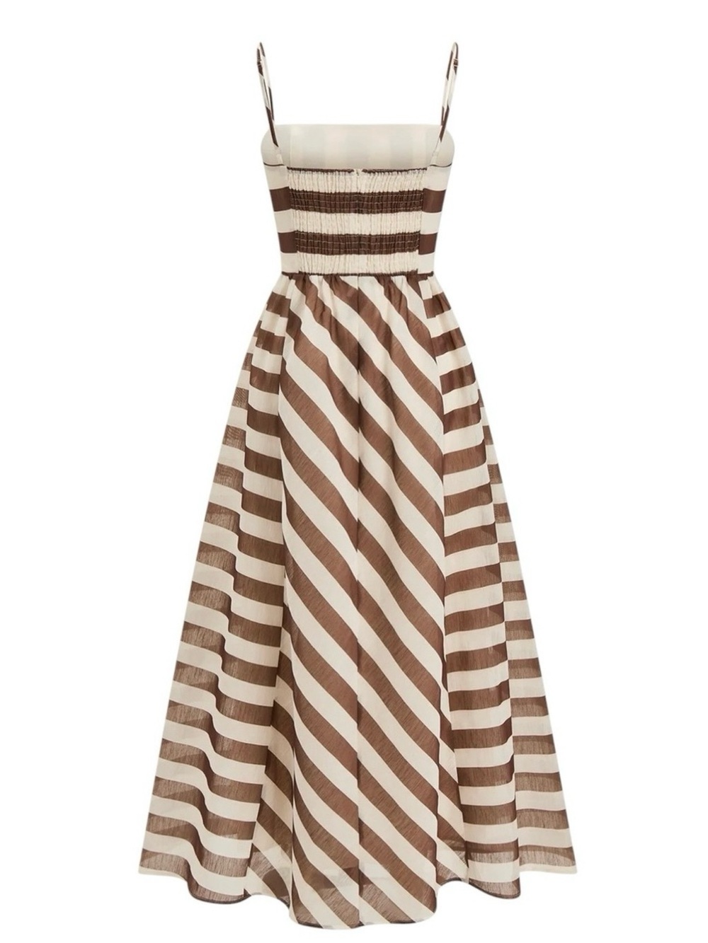 Commense Brown and Cream Striped Maxi Dress - Picture 2 of 9